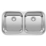 Refined Brushed Finish Stainless Steel Double Equal Bowl Kitchen Sink